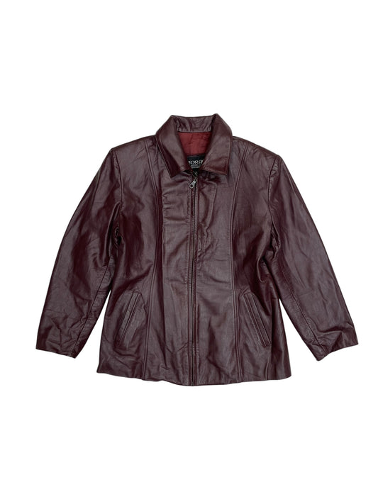 Chaqueta cuero color vino